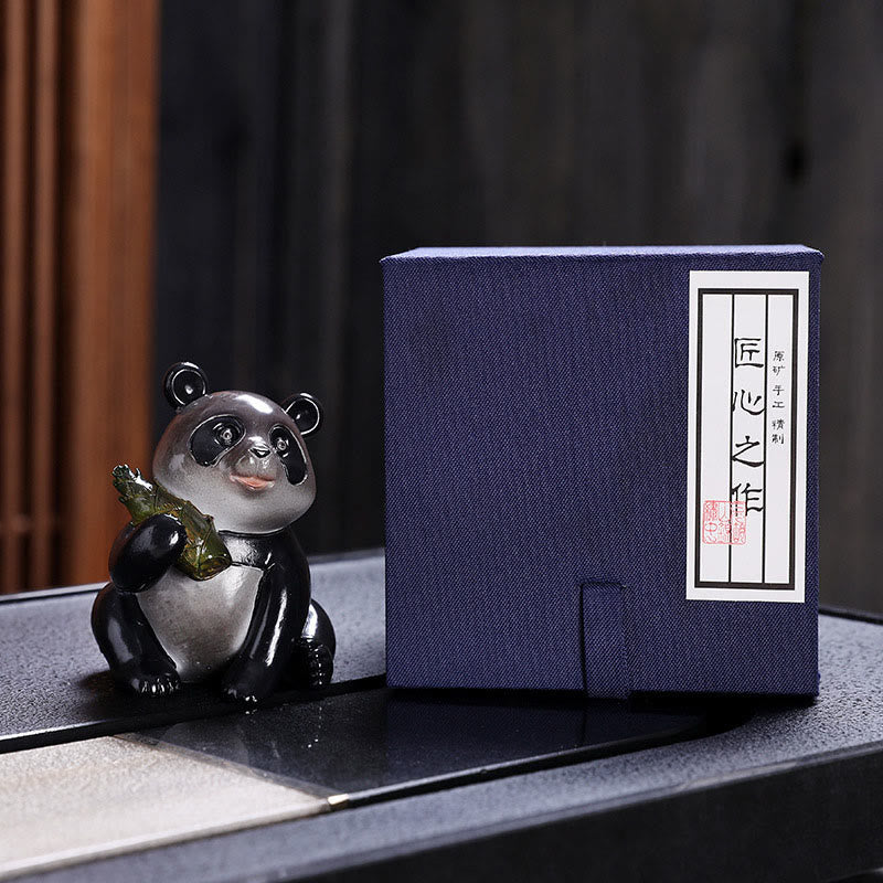 Nimara Ritual Color Changing Small Cute Panda Bamboo Tea Pet Resin Home Figurine Decoration