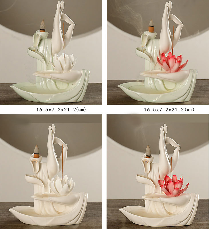 Nimara RitualTibetan Lotus Blessing Incense Burner Decoration