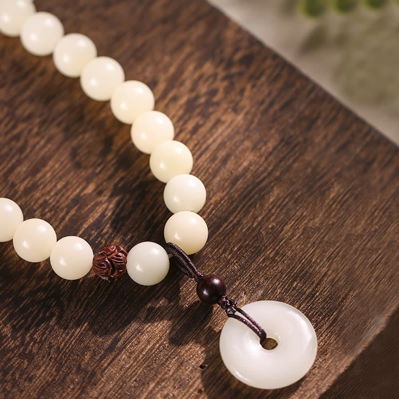 Nimara Ritual Bodhi Seed Green Sandalwood Lotus Peace Buckle Harmony Double Wrap Bracelet