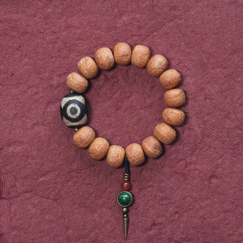 Nimara Ritual Tibet Bodhi Seed Dzi Bead Peace Charm Wrist Mala Bracelet