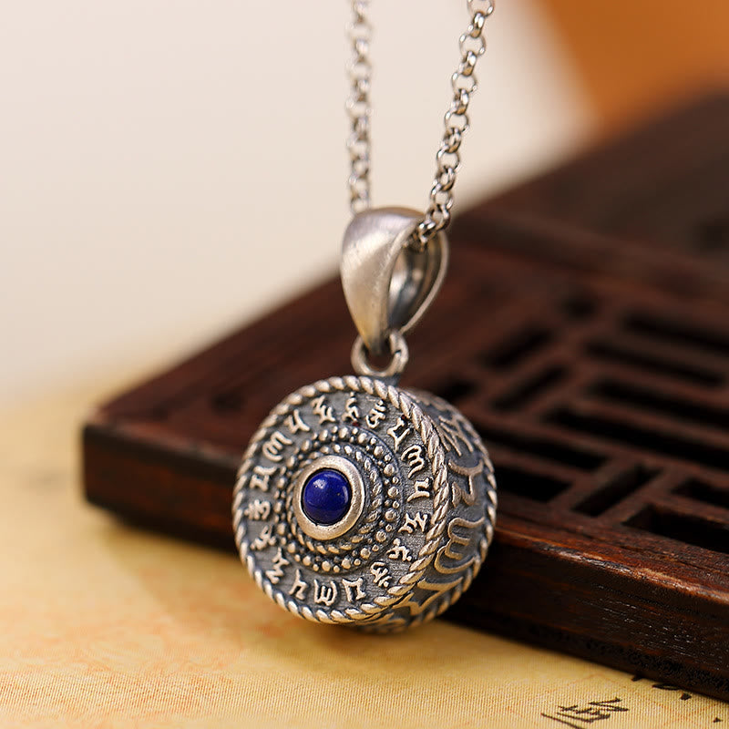 Nimara Ritual 925 Sterling Silver Om Mani Padme Hum Lazurite Love Peace Necklace Pendant