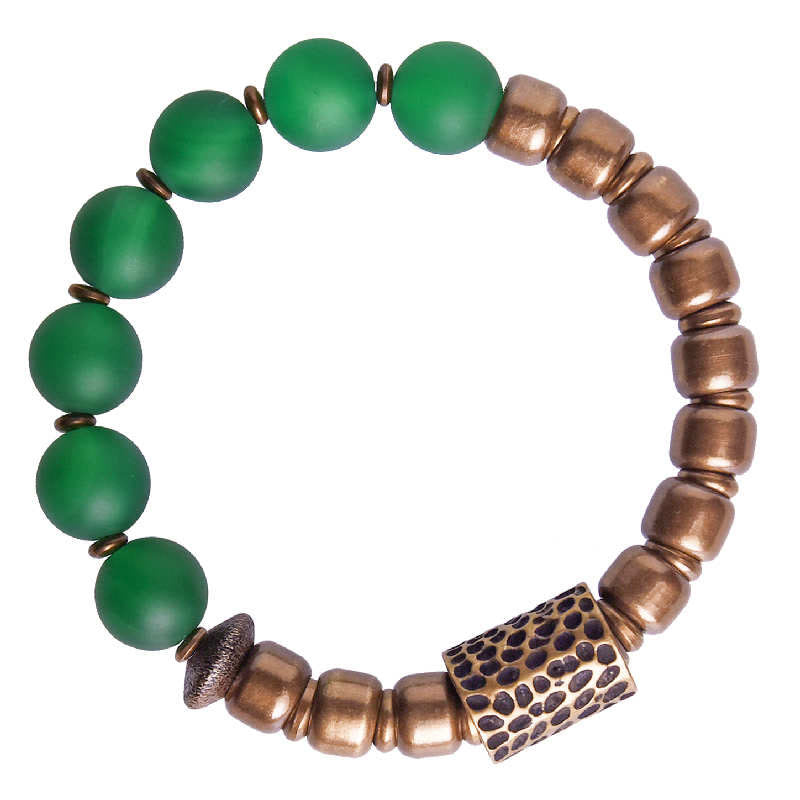 Nimara Ritual Tibetan Red Agate Green Agate Copper Confidence Fortune Bracelet