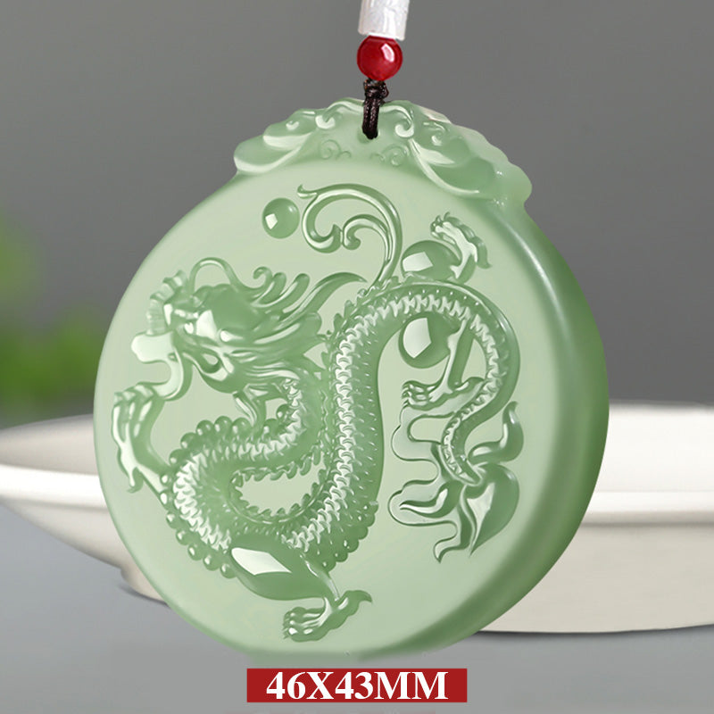 Nimara Ritual Chinese Zodiac Dragon Jade Luck Necklace String Pendant