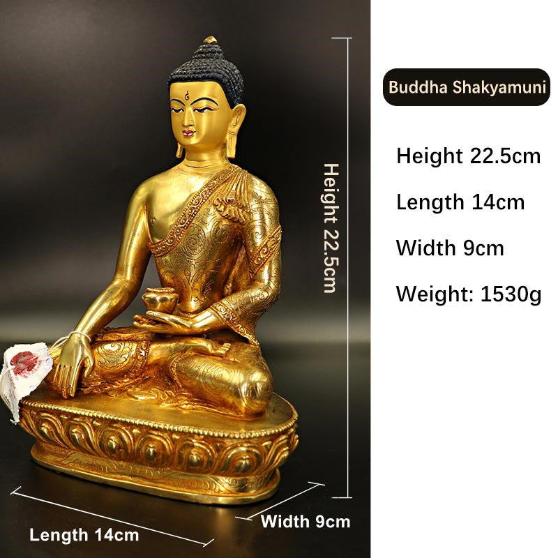 Nimara Ritual Buddha Shakyamuni Medicine Buddha Compassion Copper Gold Plated Statue Decoration