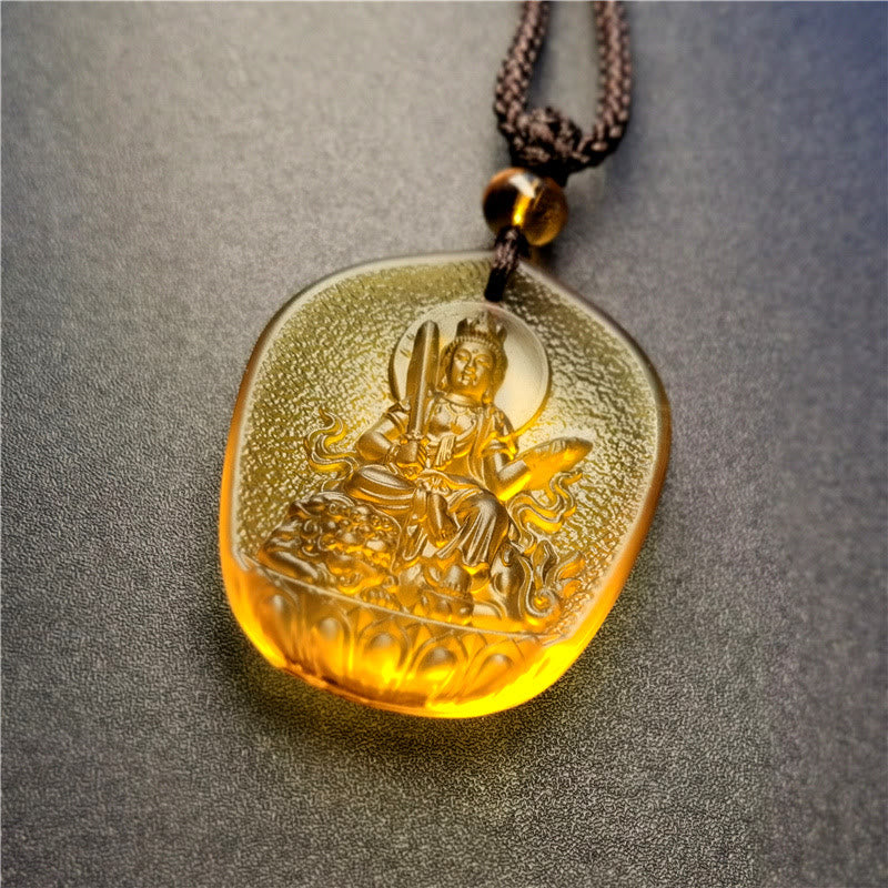 Nimara Ritual Chinese Zodiac Natal Buddha Blessing Liuli Crystal Compassion Necklace Pendant