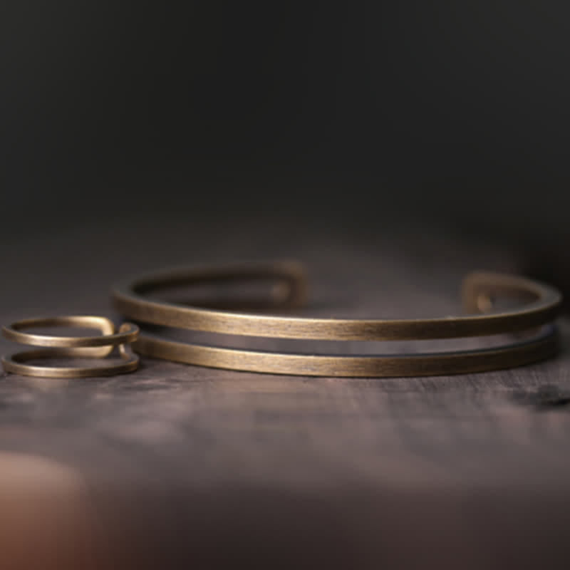 Nimara Ritual Rustic Copper Luck Viking Cuff Bracelet