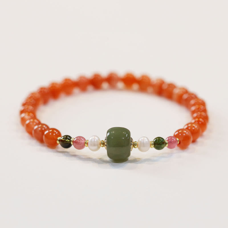 Nimara Ritual Natural Red Agate Hetian Jade Bead Confidence Calm Bracelet