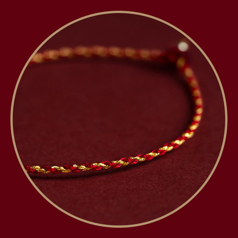 Nimara Ritual 14K Gold Plated Handmade Red Gold Rope King Kong Knot Braided Luck Bracelet