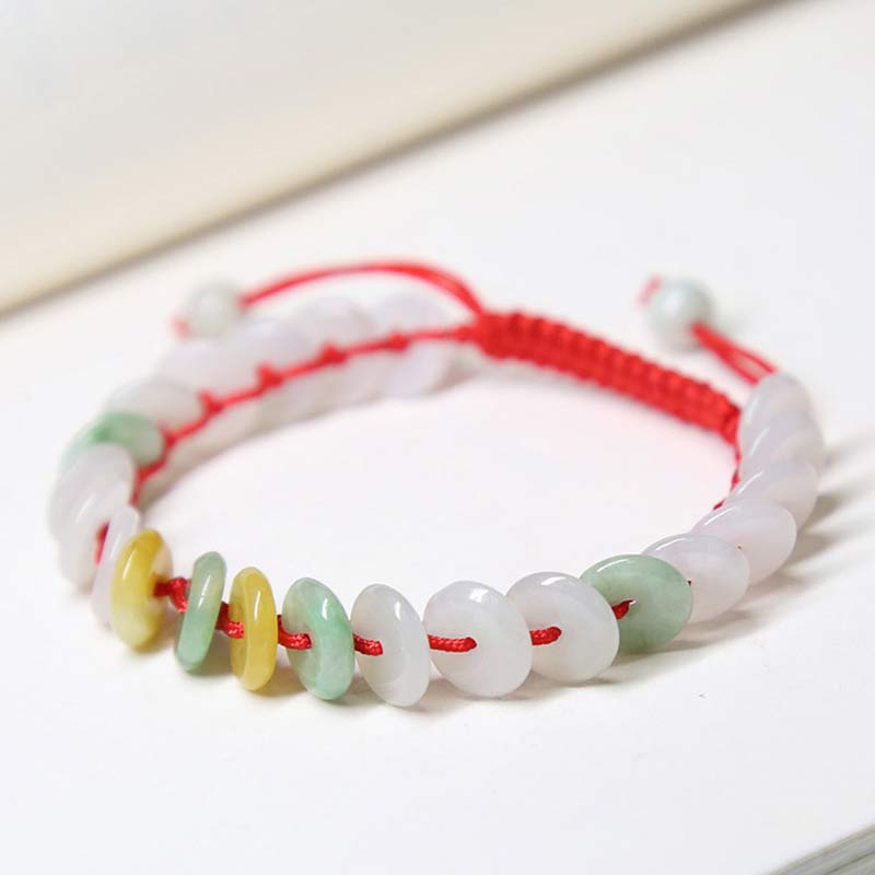 Nimara Ritual Round Jade Lucky Red String Weave Bracelet