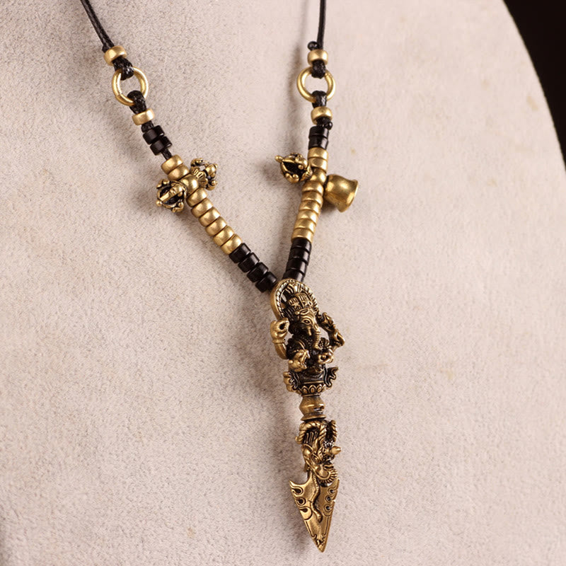 Nimara Ritual Tibetan Ganesh Ganpati Elephant God of Wealth Dorje Vajra Spiritual Power Necklace Pendant