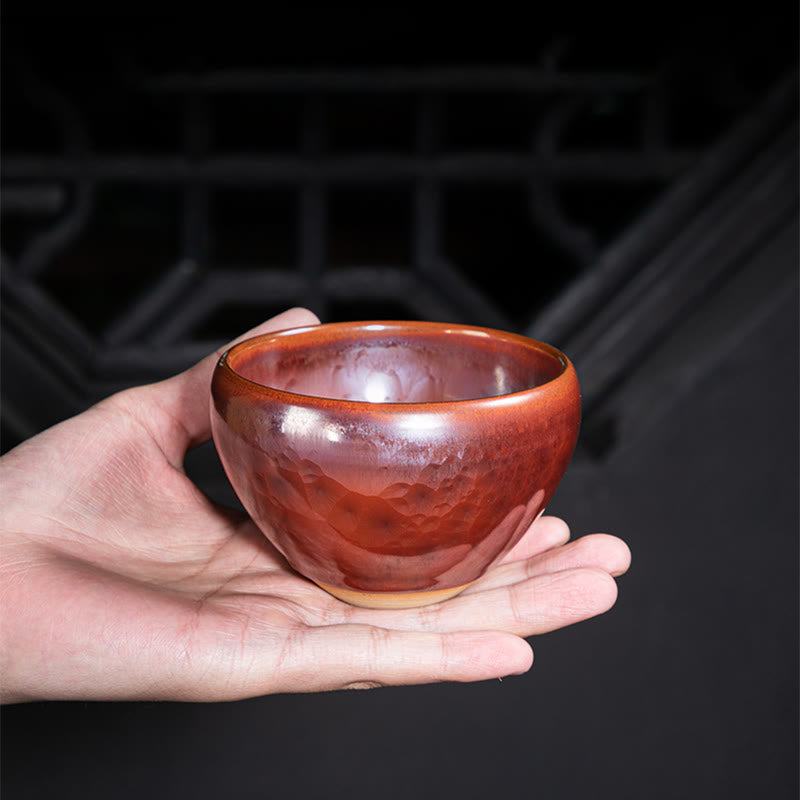 Nimara Ritual Handmade Chinese Jianzhan Lotus Design Ceramic Teacup Kung Fu Tea Cup