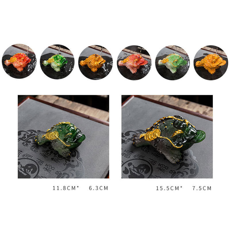 Nimara Ritual Color Changing FengShui Wealth Lucky Frog Copper Coin Tea Pet Resin Figurine Decoration