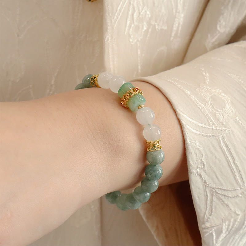 Nimara Ritual Single Double Layer Jade Peace Buckle Luck Bracelet