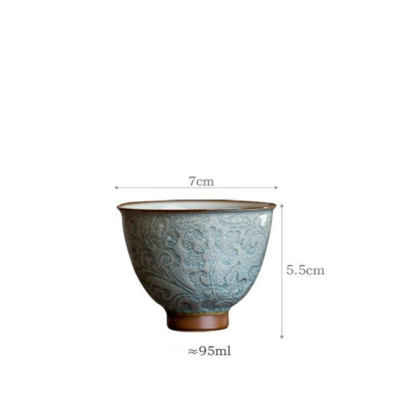 Nimara Ritual Lotus Carved Ceramic Teacup Kung Fu Tea Cup