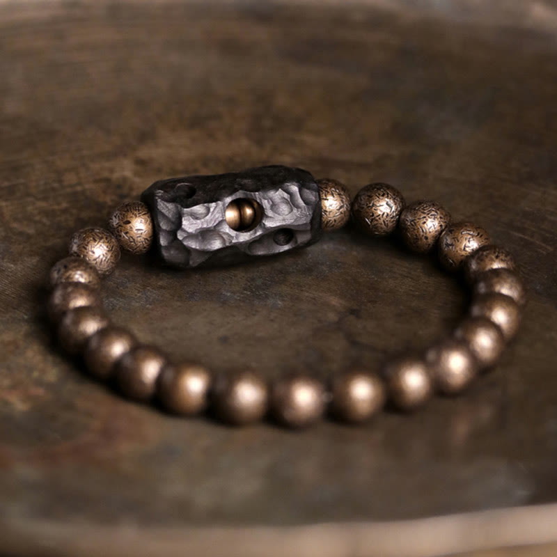 Nimara Ritual Tibet Ebony Wood Copper Peace Balance Beaded Bracelet