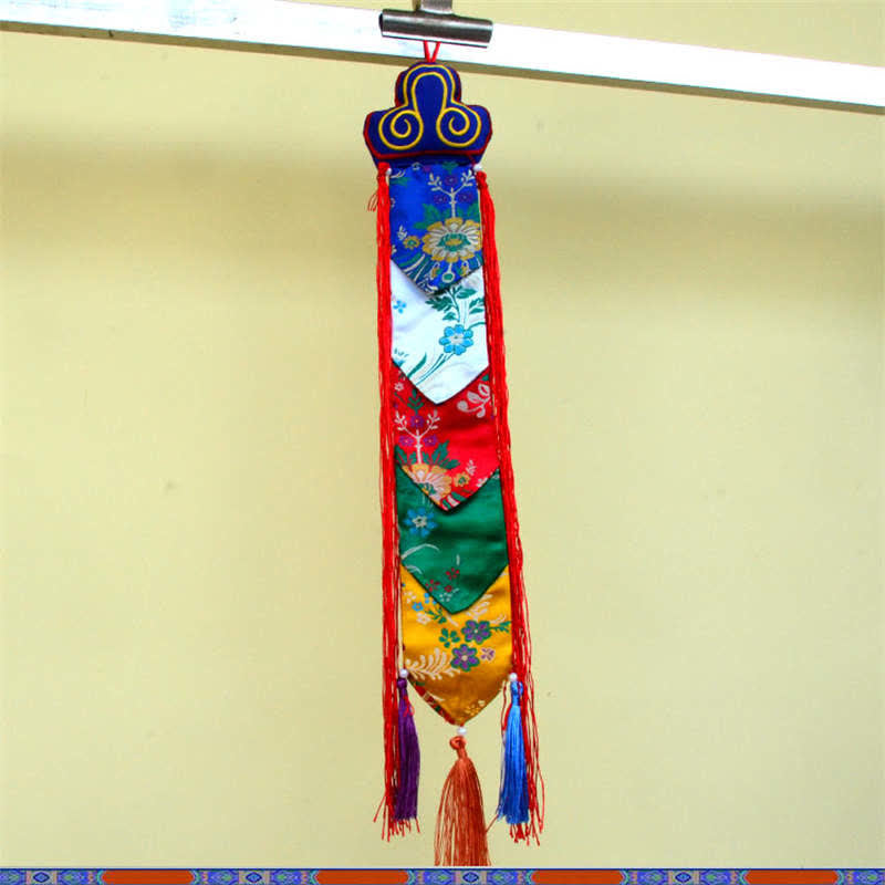 Nimara Ritual Lotus Flower Eight Auspicious Symbols Meditation Enlightenment Colorful Tassels Wall Art