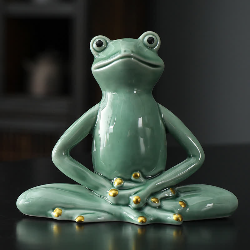Nimara Ritual Meditating Ceramic Zen Frog Statue Decoration