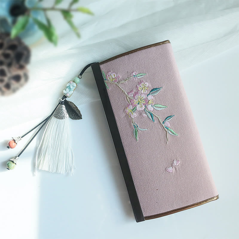 Nimara Ritual Flower Plum Peach Blossom Bamboo Double-sided Embroidery Large Capacity Cash Holder Wallet Shopping Purse