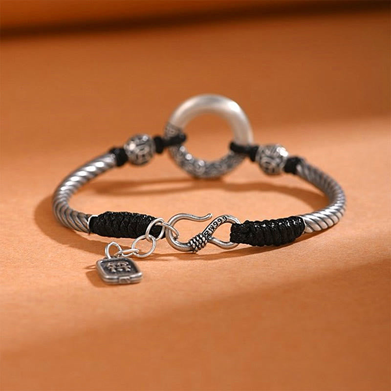 Nimara Ritual 999 Sterling Silver Fu Character Peace Buckle Copper Coin Auspicious Clouds Fortune Bracelet