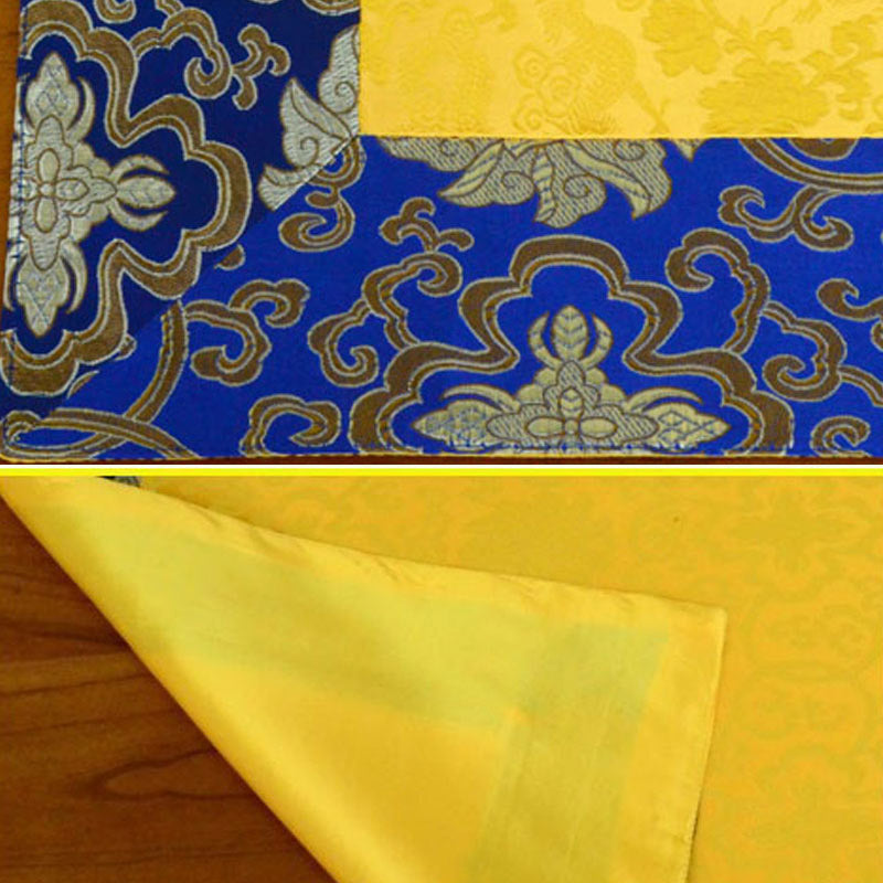 Nimara Ritual Brocade Prayer Altar Flower Vajra Dragon Pattern Auspicious Symbols Table Runner