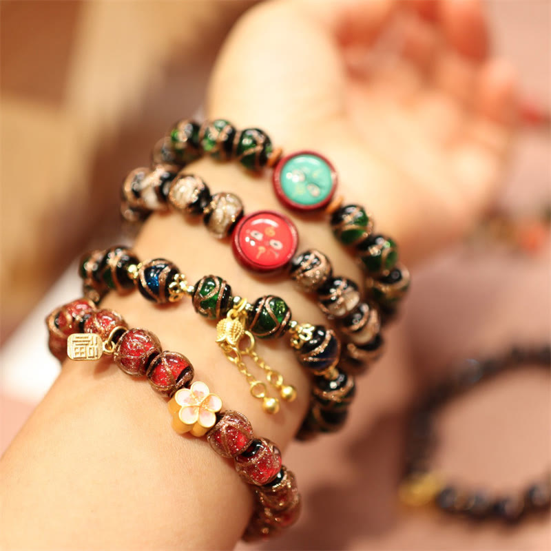 Nimara Ritual Tibetan Gold Swallowing Beast Family Five God Of Wealth Thangka Fortune Bead Bracelet
