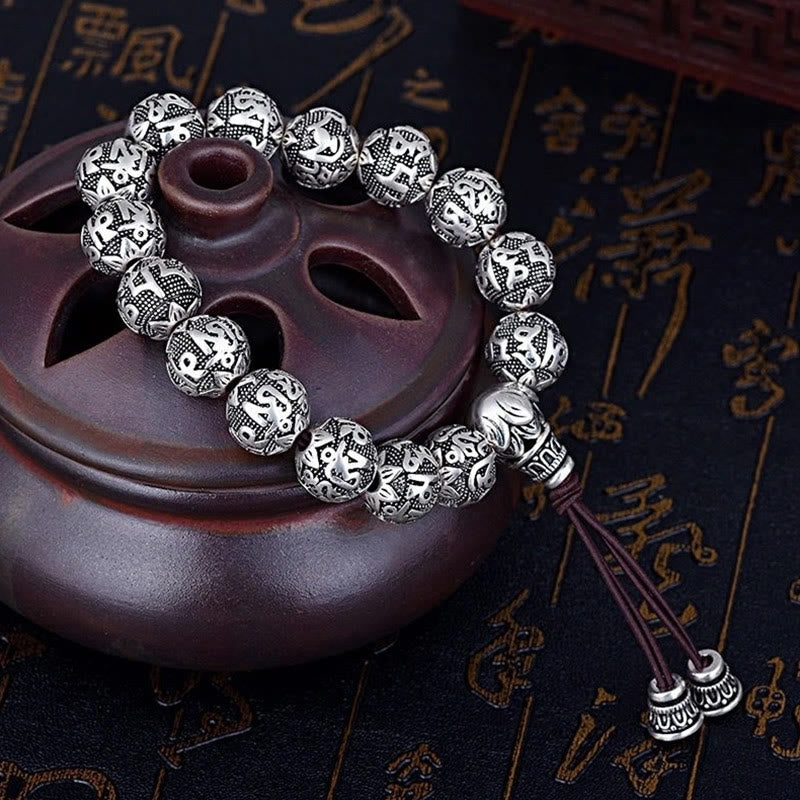 Nimara Ritual Tibetan Om Mani Padme Hum Carved Alloy Beads Amulet Bracelet