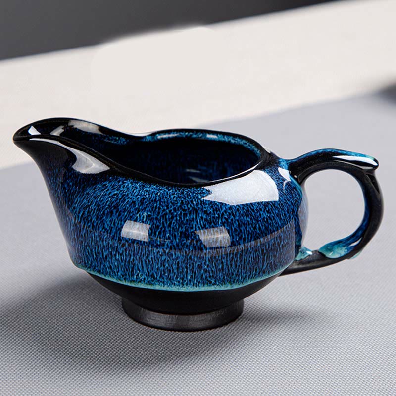 Nimara Ritual Blue Gradient Color Chinese Gongfu Tea Ceramic Teapot Portable Gift Bag Box Set