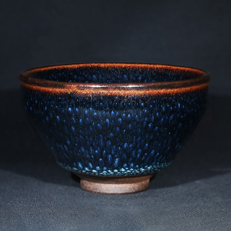 Nimara Ritual Handmade Blue Francolinus Spot Chinese Jianzhan Ceramic Teacup Kung Fu Tea Cup Bowl