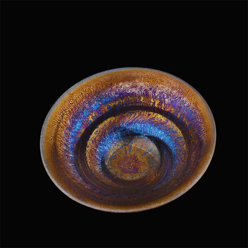 Nimara Ritual Chinese Jianzhan Colorful Milky Way Glaze Ceramic Teacup Tenmoku Kung Fu Tea Cup