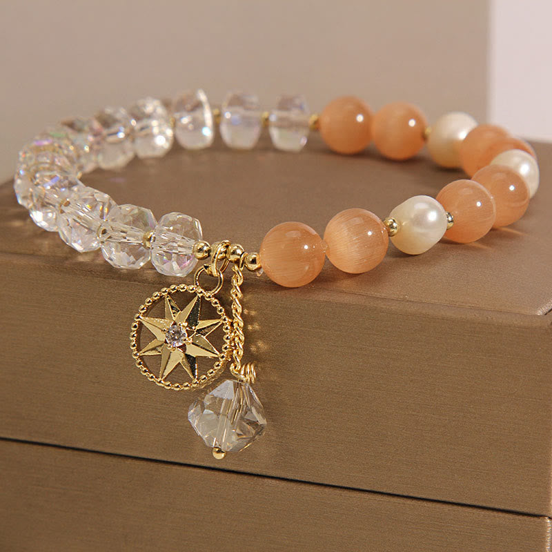 Nimara Ritual Orange Cat's Eye White Crystal Star Support Bracelet