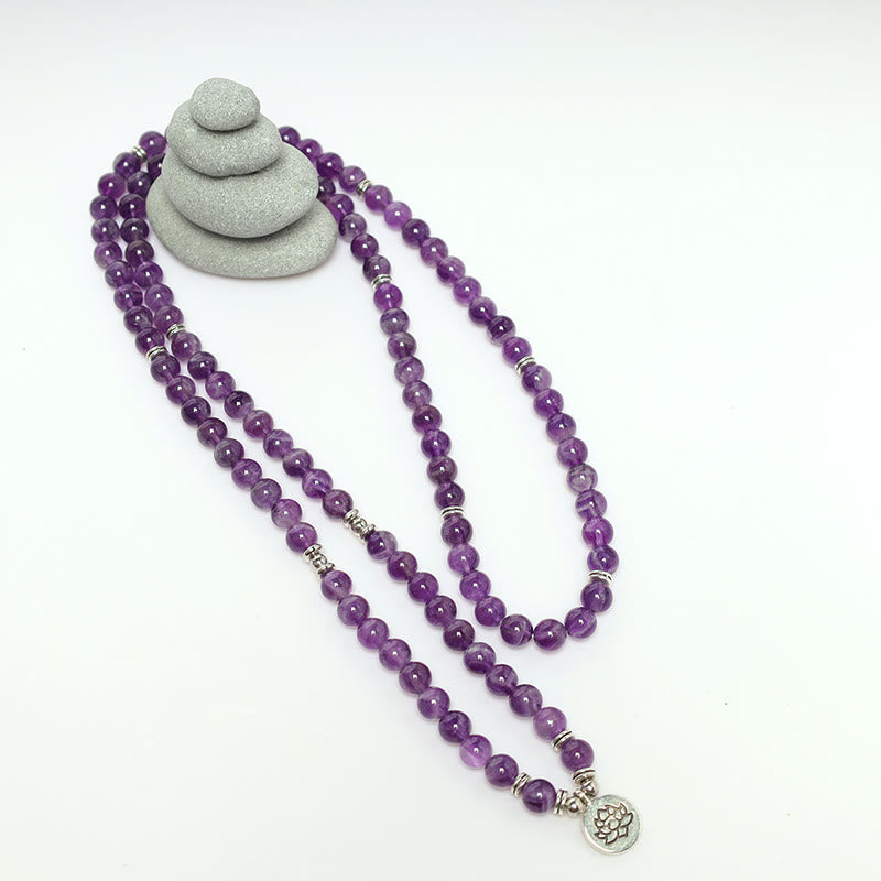Nimara Ritual Natural Amethyst Purification Mala Bracelet