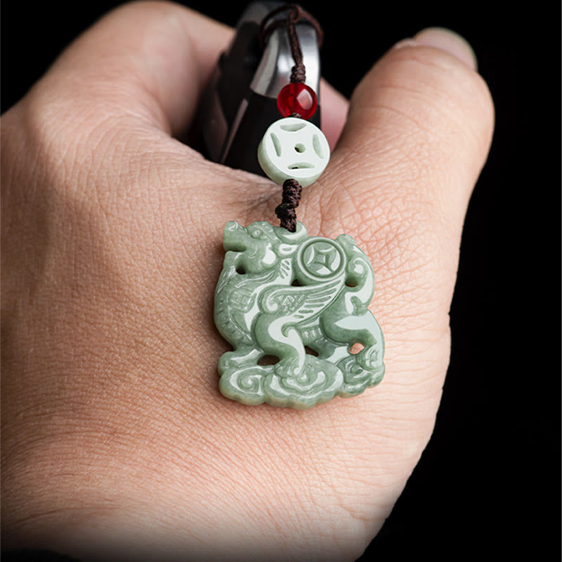 Nimara Ritual Natural Jade Kirin Prosperity Phone Hanging Decoration