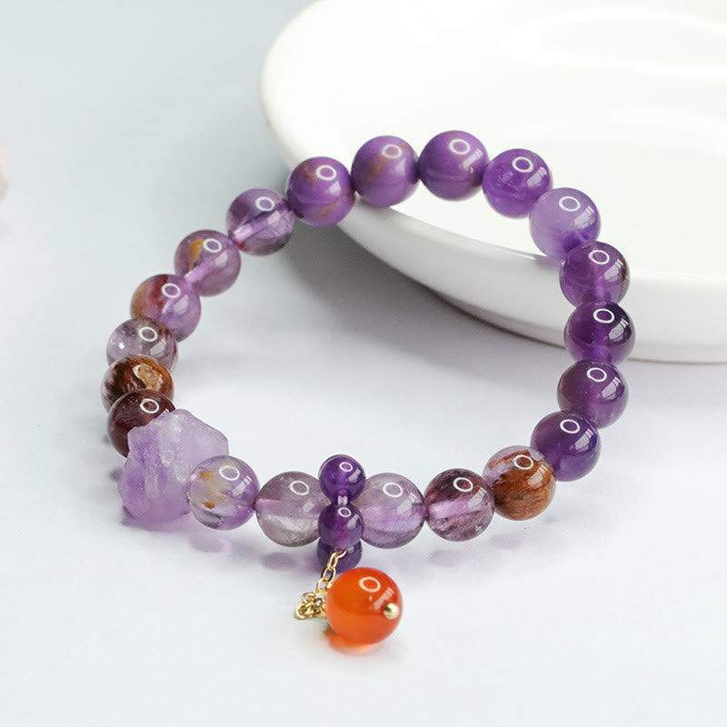 Nimara Ritual Natural Amethyst Purple Phantom Gemstone Spiritual Awareness Bracelet