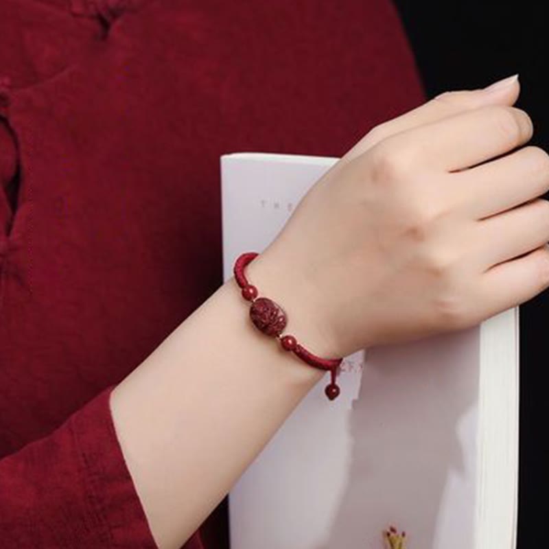 Nimara Ritual Chinese Zodiac Natal Buddha Cinnabar Keep Away Evil Spirits Rope Bracelet