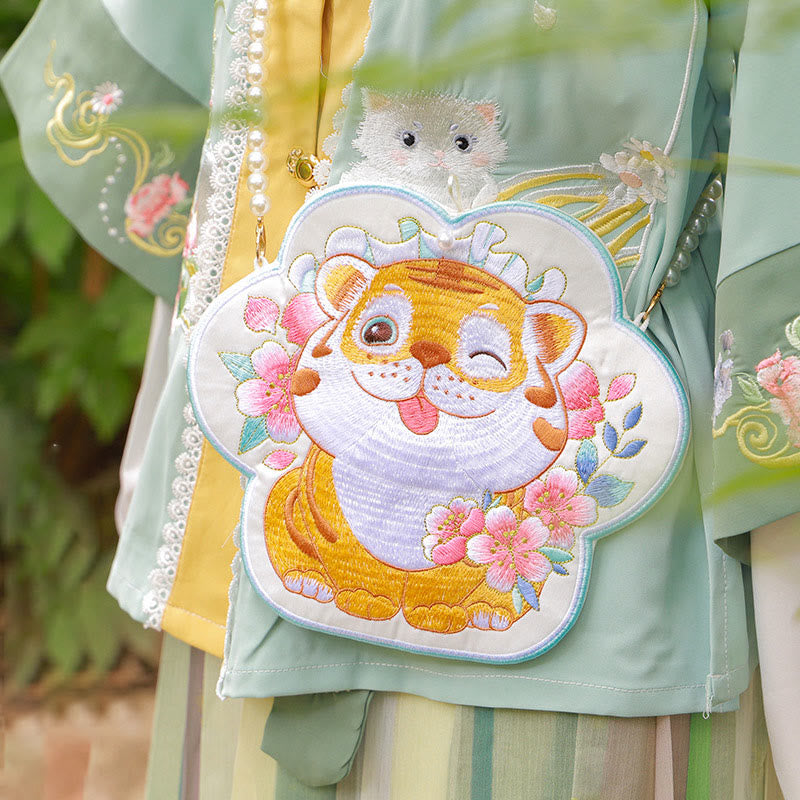 Nimara Ritual Luck Embroidery Lotus Koi Fish Rabbit Flower Hanfu Bag Crossbody Bag Shoulder Bag