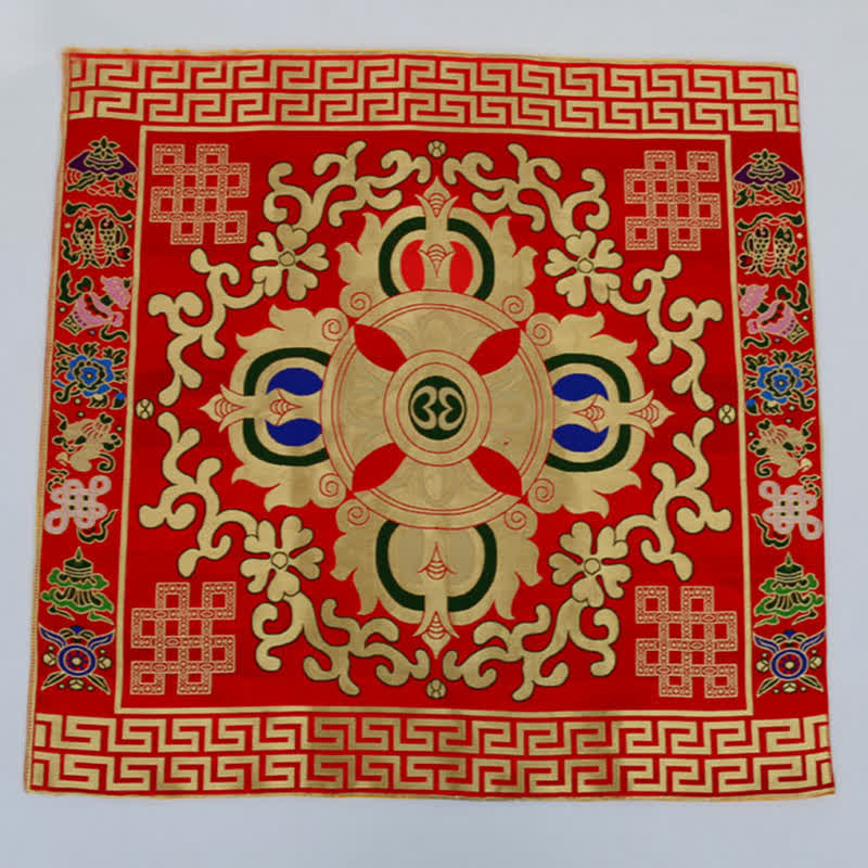 Nimara Ritual Flower Endless Knot Prayer Altar Mat Healing Meditation 8 Auspicious Symbols Mat Table Runner