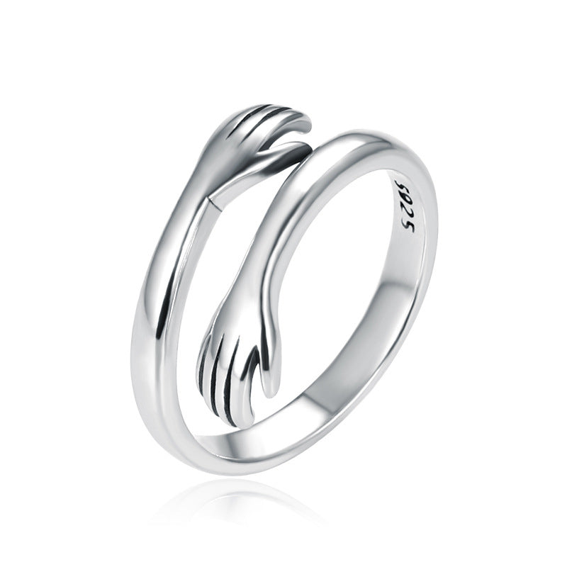 Nimara Ritual 925 Sterling Silver Love Hug Thumb Ring