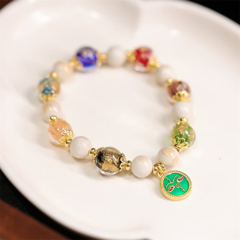 Nimara Ritual Tibetan Five God Of Wealth Fortune Liuli Glass Bead Incense Ash Porcelain Bead Charm Bracelet