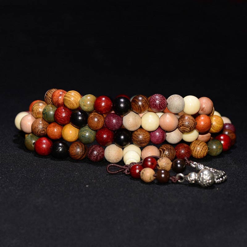 Nimara Ritual 108 Beads Wenge Wood Mala Blessing Meditation Bracelet