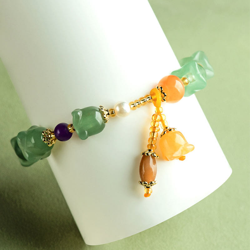 Nimara Ritual Green Aventurine Magnolia Flower Luck Bracelet