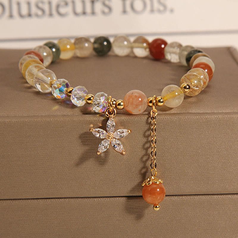 Nimara Ritual Multicolored Rutilated Quartz Auspiciousness Zircon Flower Bracelet