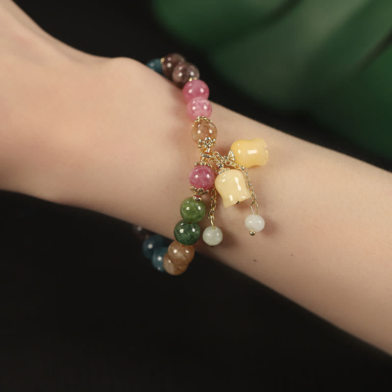 Nimara Ritual Natural Colorful Tourmaline Flower Bead Love Bracelet