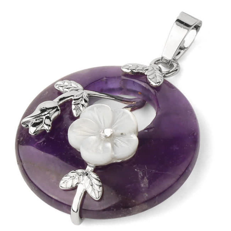 Nimara Ritual Various Crystal Amethyst Green Aventurine Flower Healing Necklace Pendant