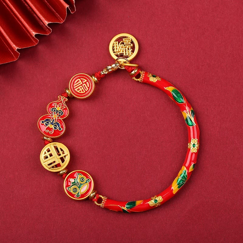 Nimara Ritual Tibetan Gourd Fortune Happiness Lion Wealth Luck Bracelet
