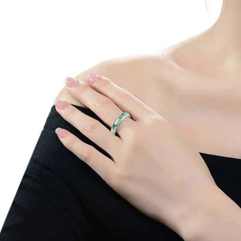 Nimara Ritual Natural Green Jade Luck Abundance Ring