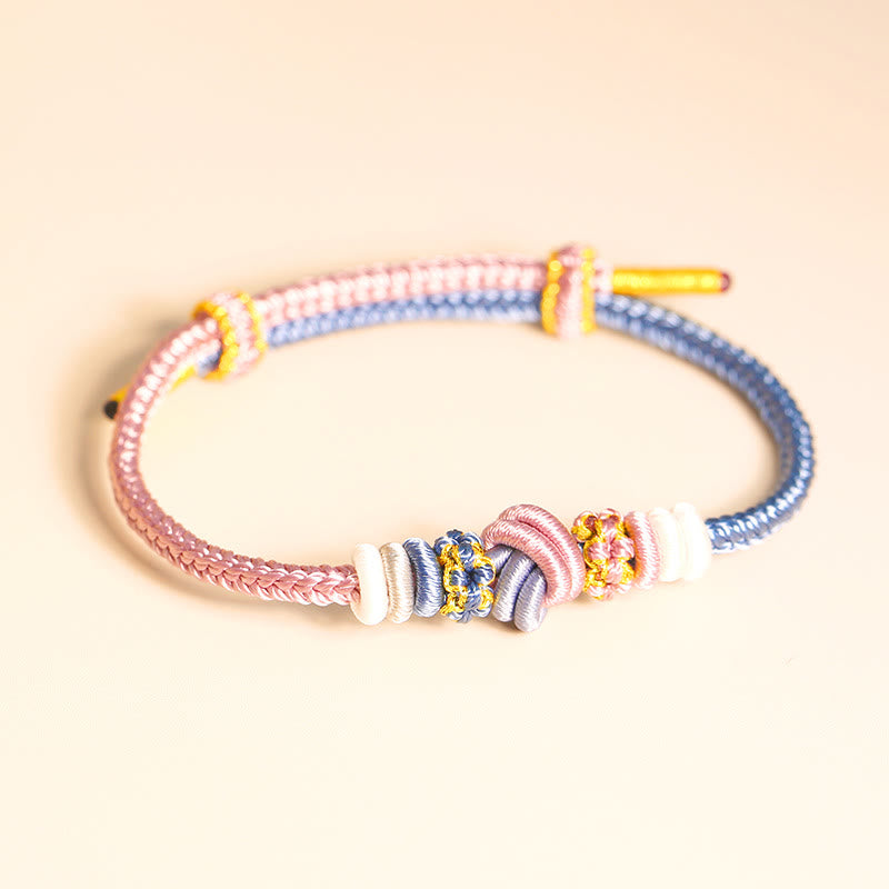 Nimara Ritual Two-Color Rope Handcrafted Eight Thread Peace Knot Luck Connection Bracelet