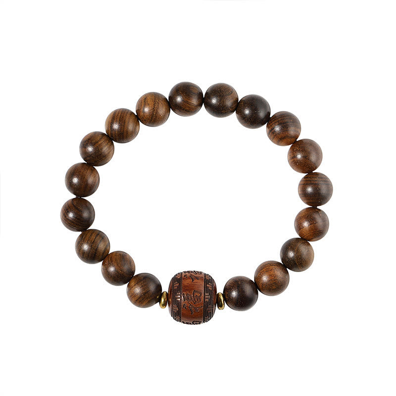 Nimara Ritual Rosewood Auspicious Clouds Totem Fu Character Bamboo Pattern Warmth Bracelet