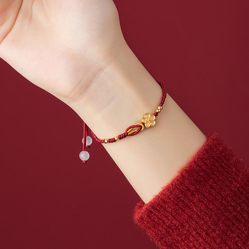 Nimara Ritual Handmade 925 Sterling Silver Cherry Blossoms Sakura Chalcedony Luck Bracelet
