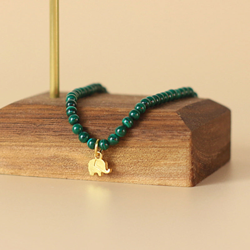 Nimara Ritual Natural Malachite Elephant Anti-Anxiety Charm Bracelet