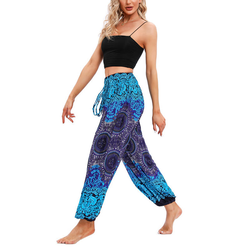 Nimara Ritual Casual Loose Compass Pattern Harem Trousers Women's Yoga Pants